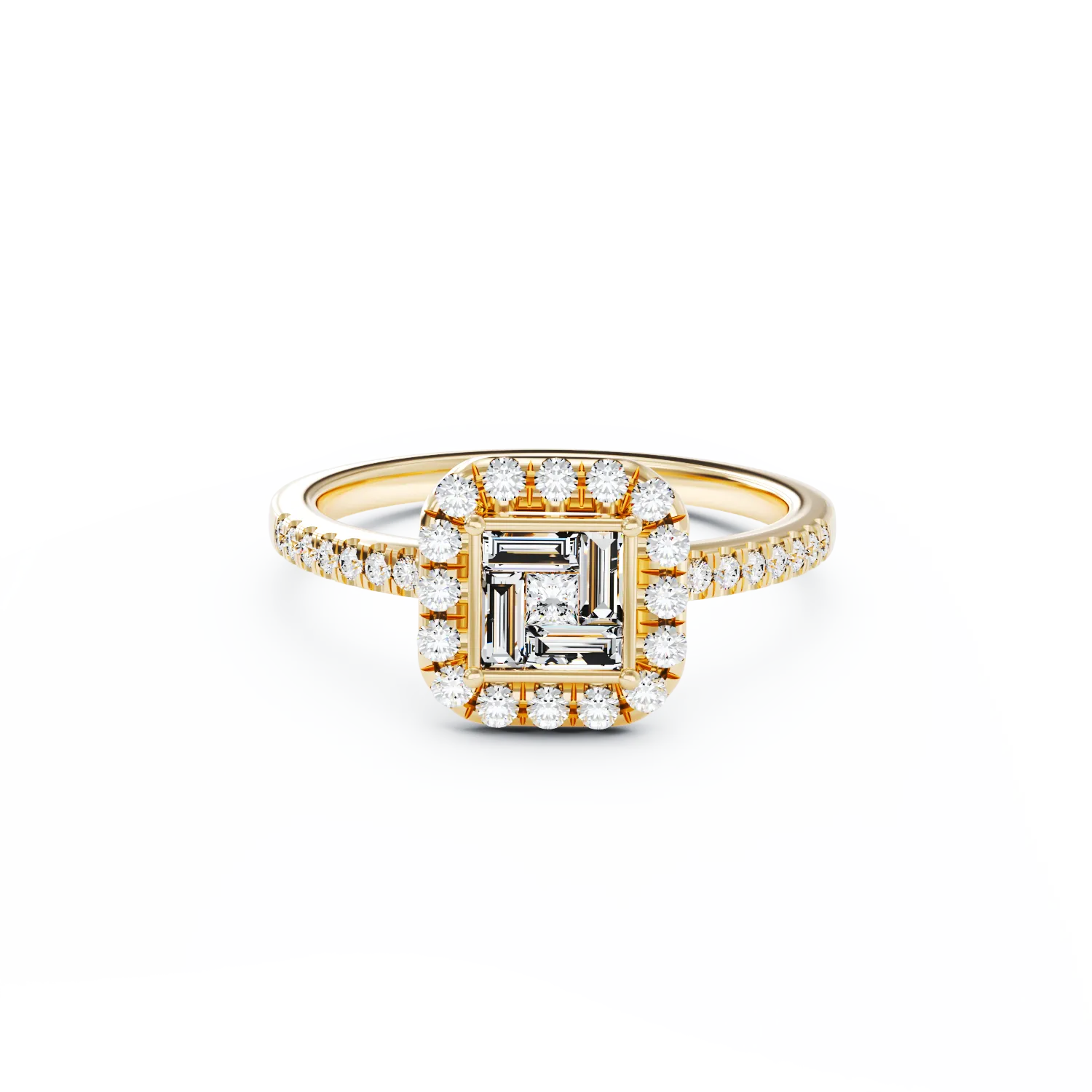Inel de logodna din aur galben cu diamante de 0.46ct