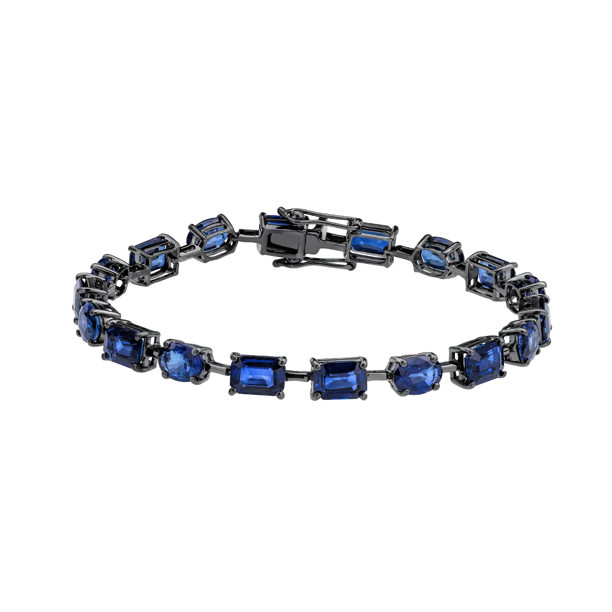 Teilor Bratara din aur negru cu safire ovale de 16.17ct