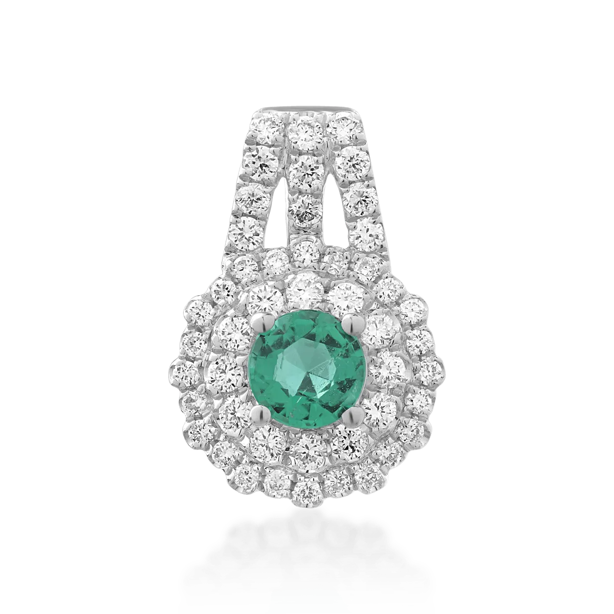 18K white gold pendant with emerald of 0.24ct and diamonds of 0.24ct