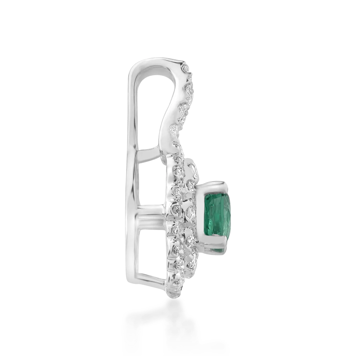 18K white gold pendant with emerald of 0.24ct and diamonds of 0.24ct