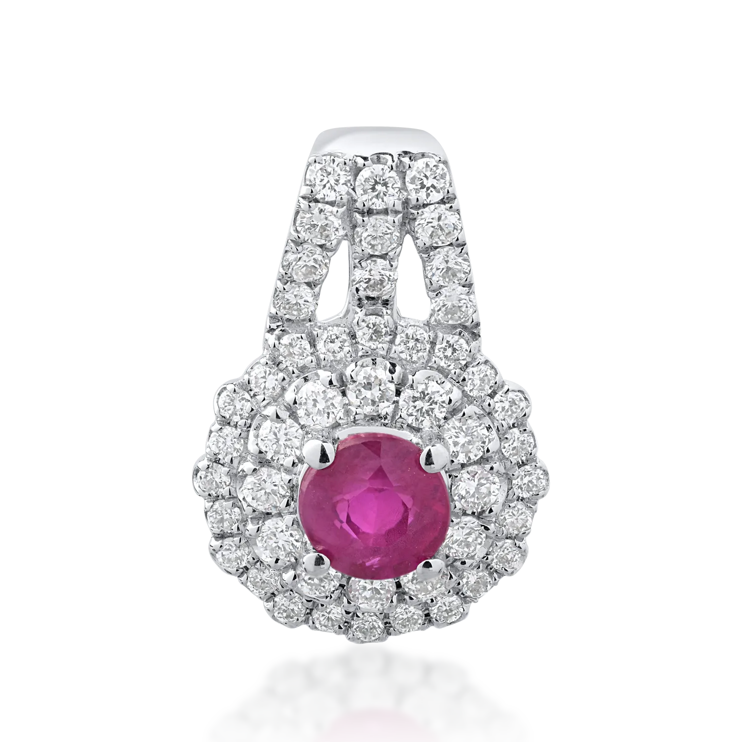 Pandantiv din aur alb de 18K cu rubin de 0.33ct si diamante de 0.24ct-104288