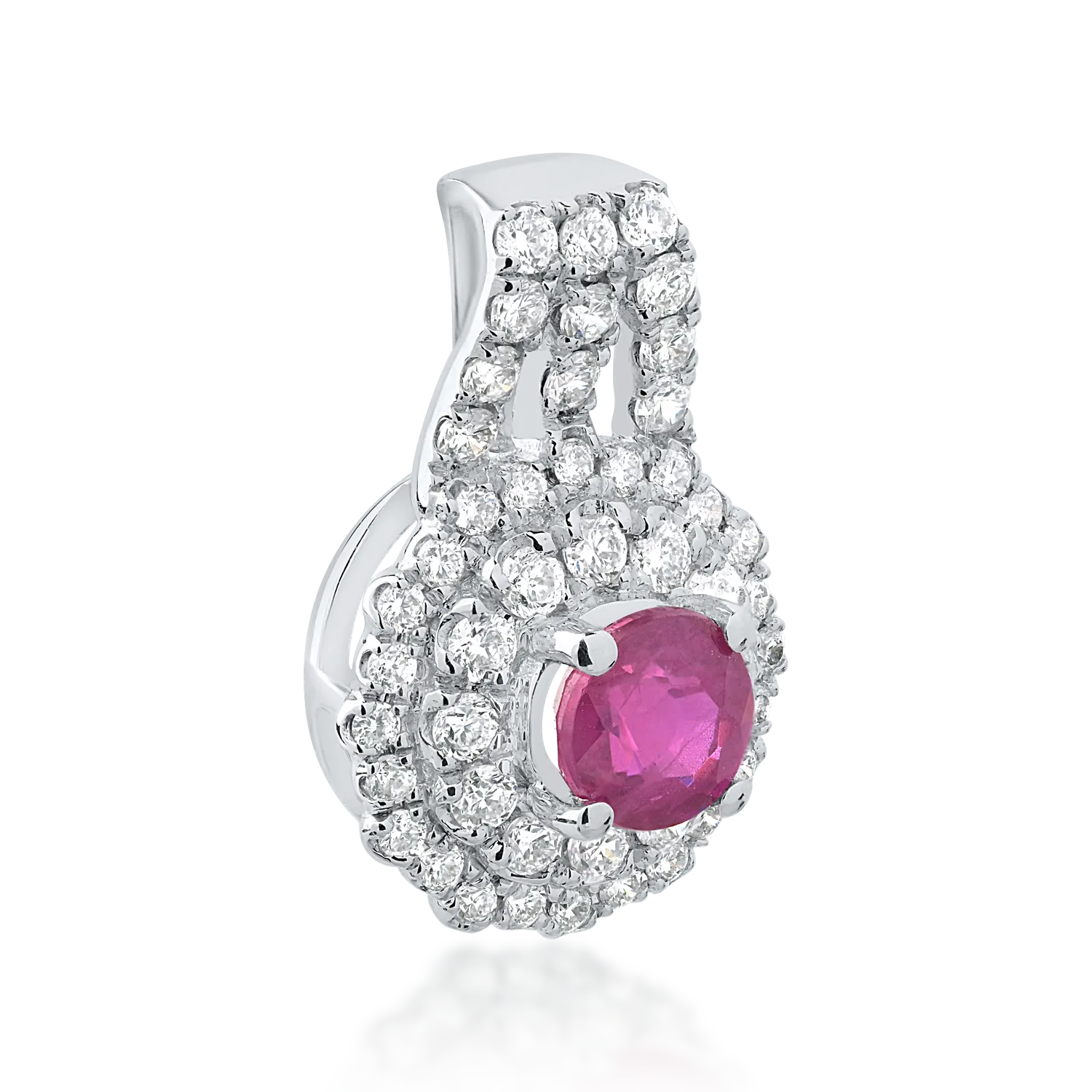 Pandantiv din aur alb cu rubin de 0.33ct si diamante de 0.24ct