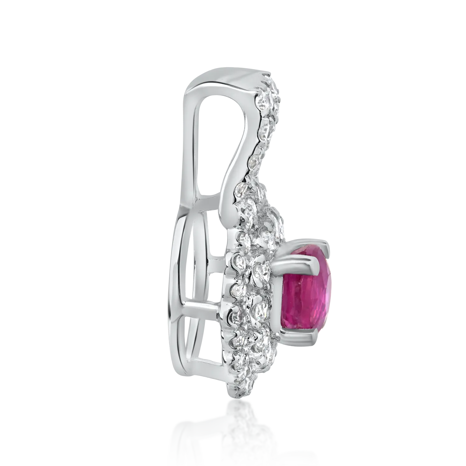 Pandantiv din aur alb cu rubin de 0.33ct si diamante de 0.24ct