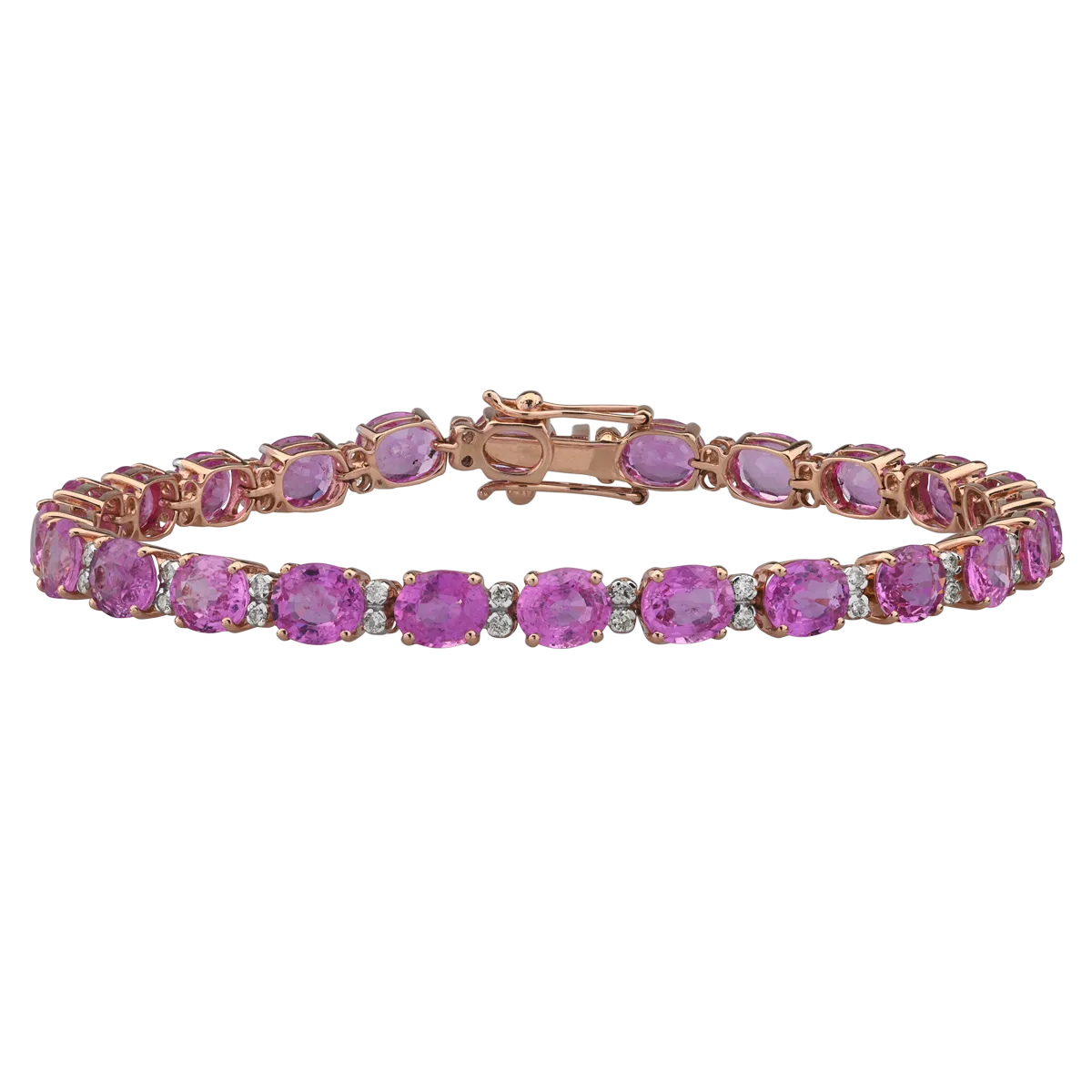 18K rose gold tennis bracelet with sapphires of 16.68ct and diamonds of 0.46ct