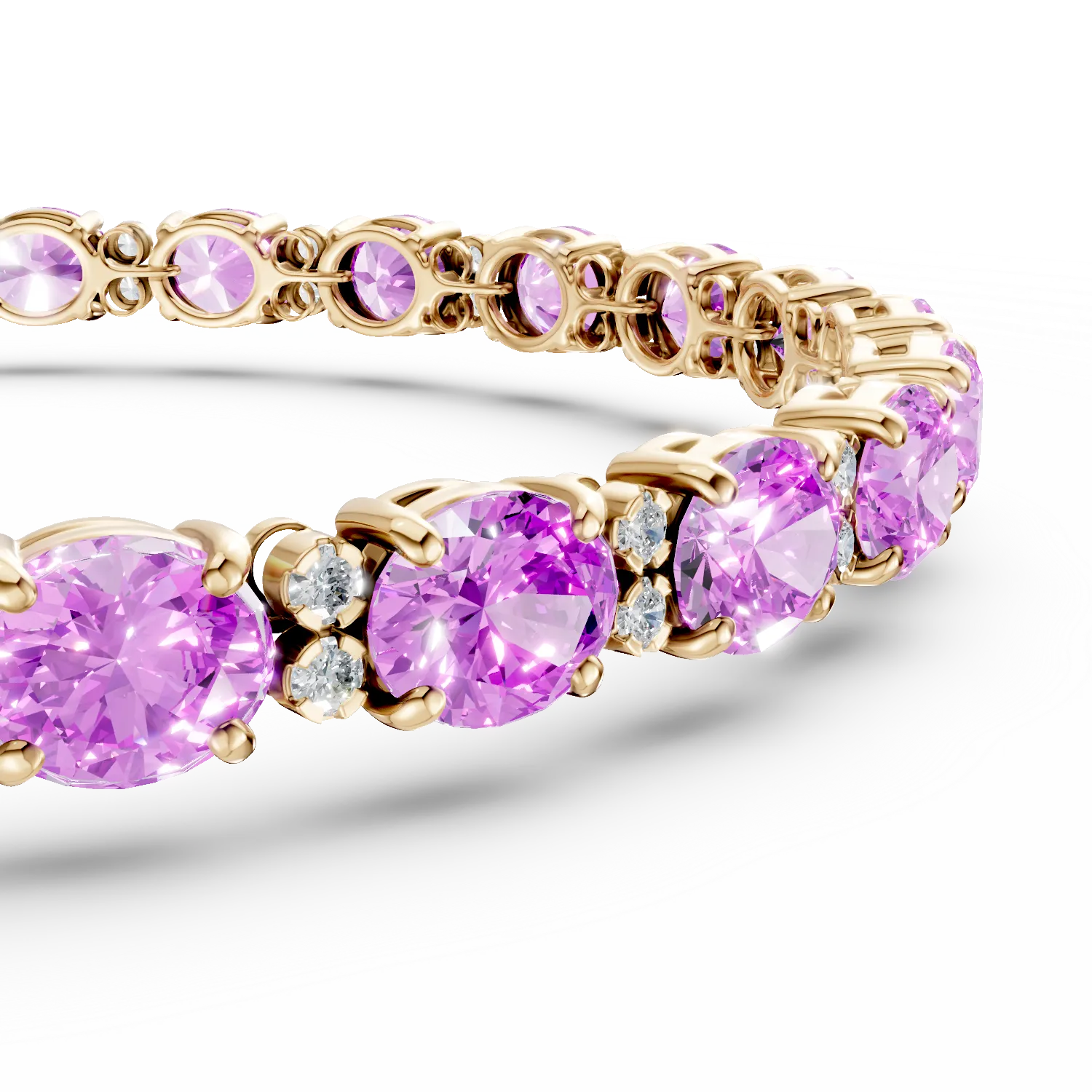 Bratara din aur roz de 18K cu safire roz de 16.68ct si diamante de 0.46ct