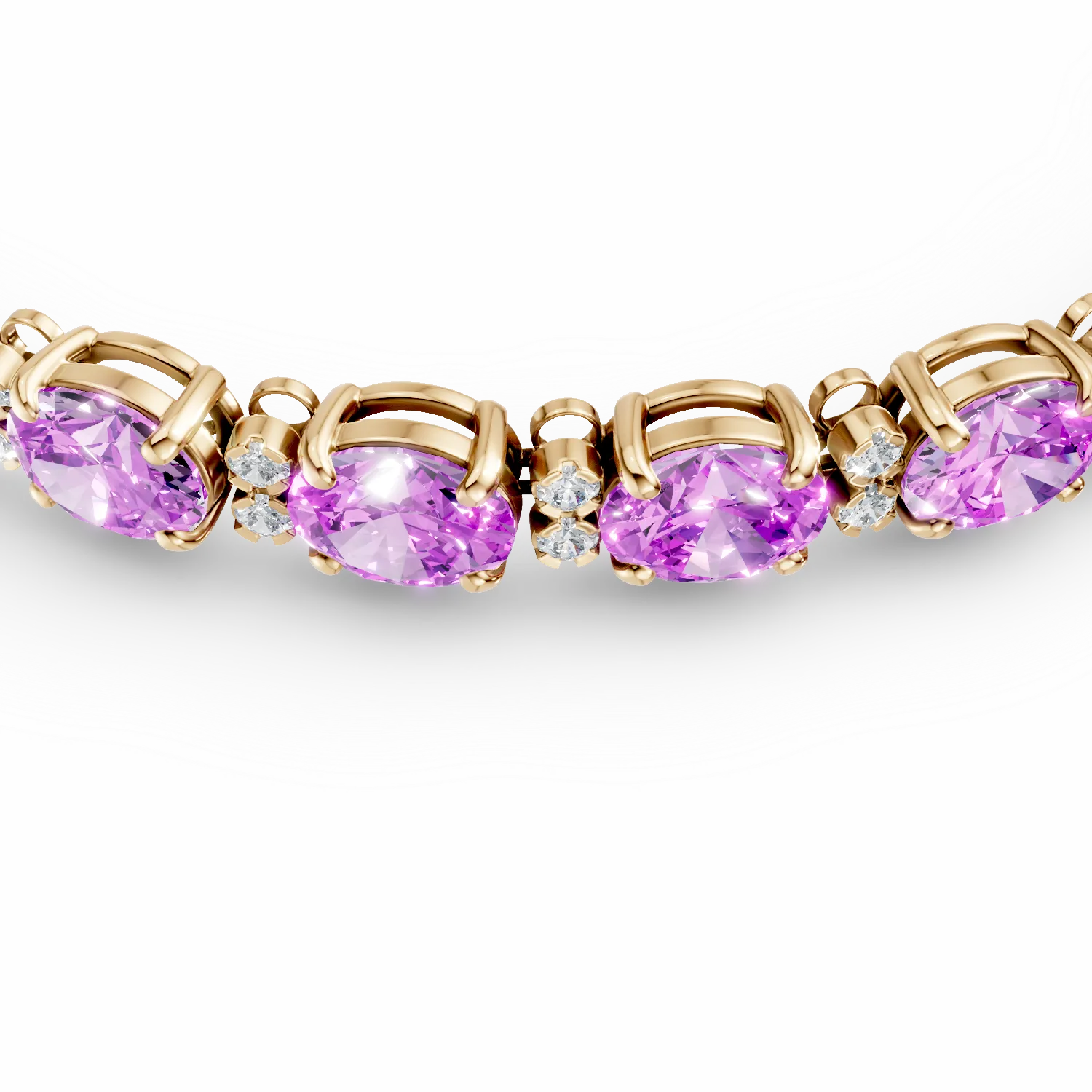 Bratara din aur roz de 18K cu safire roz de 16.68ct si diamante de 0.46ct