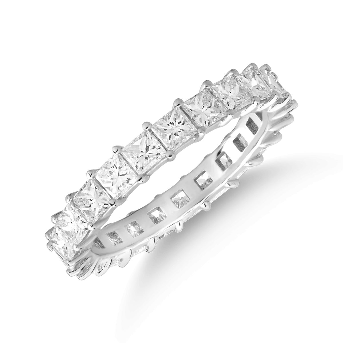 Teilor Inel eternity din aur alb cu diamante princess de 2.4ct