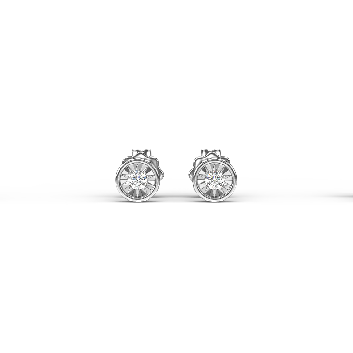 Cercei din aur alb de 18K cu diamante de 0.07ct