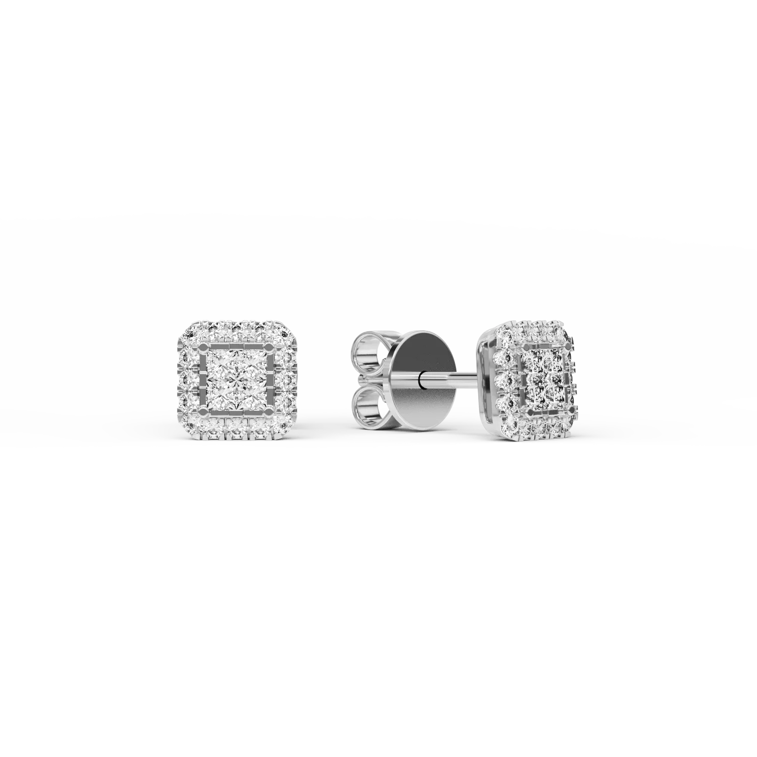 Cercei din aur alb de 18K cu diamante de 0.37ct