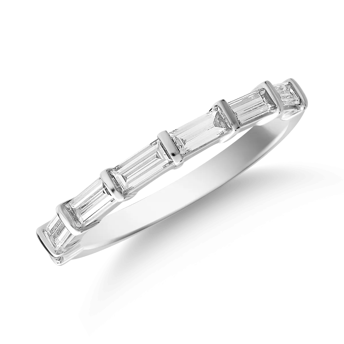 Inel din aur alb cu diamante baguette de 0.5ct