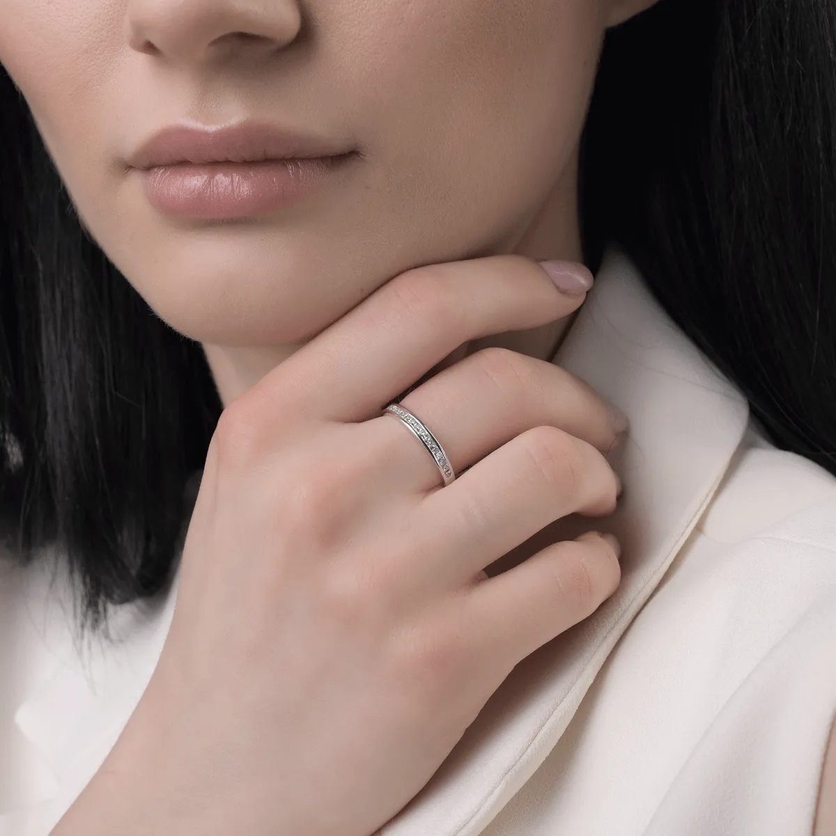 Inel din aur alb de 18K cu diamante de 0.37ct