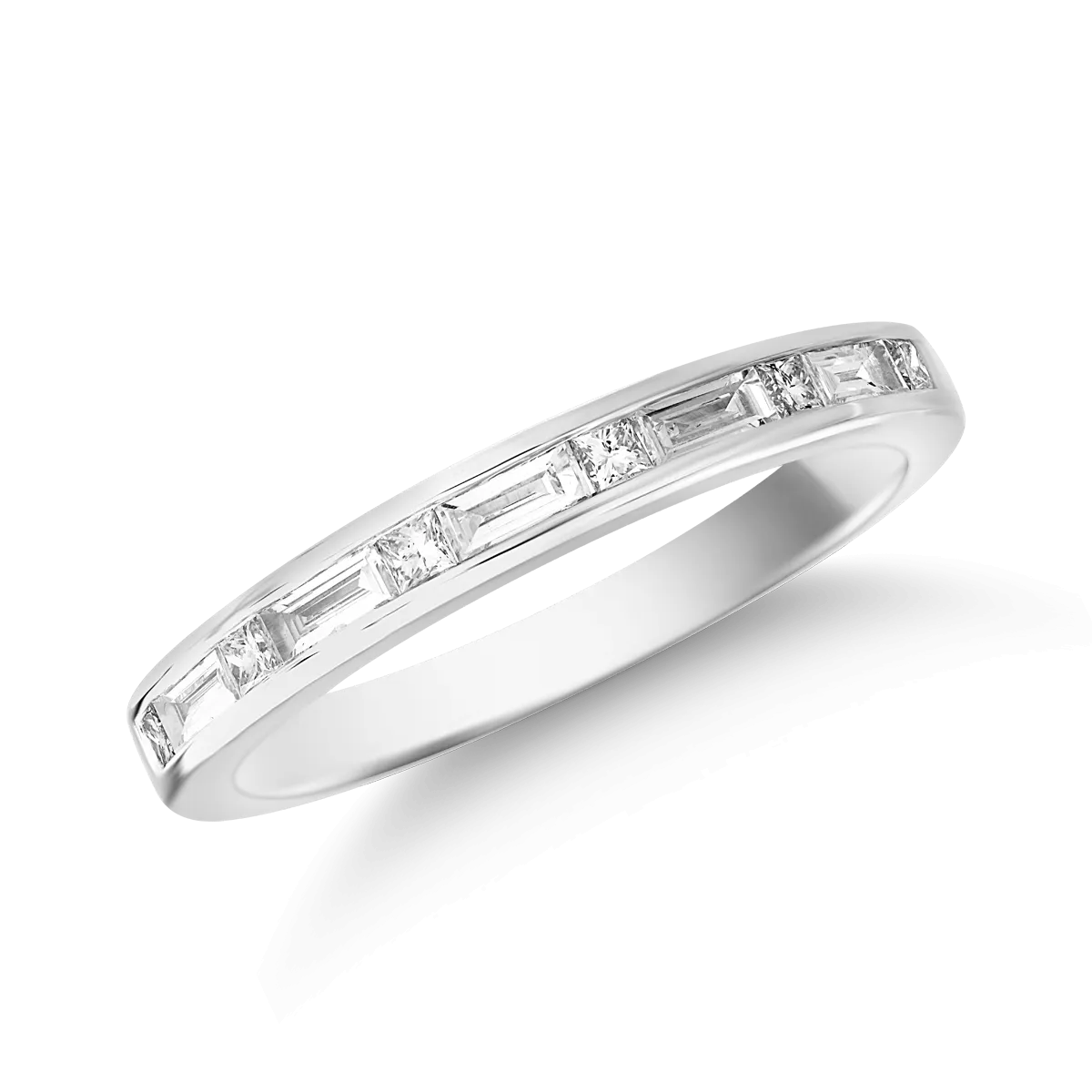 Teilor Inel din aur alb cu diamante baguette si princess de 0.3ct