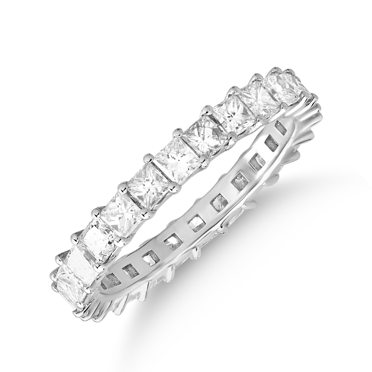 Inel eternity din aur alb cu diamante princess de 2ct