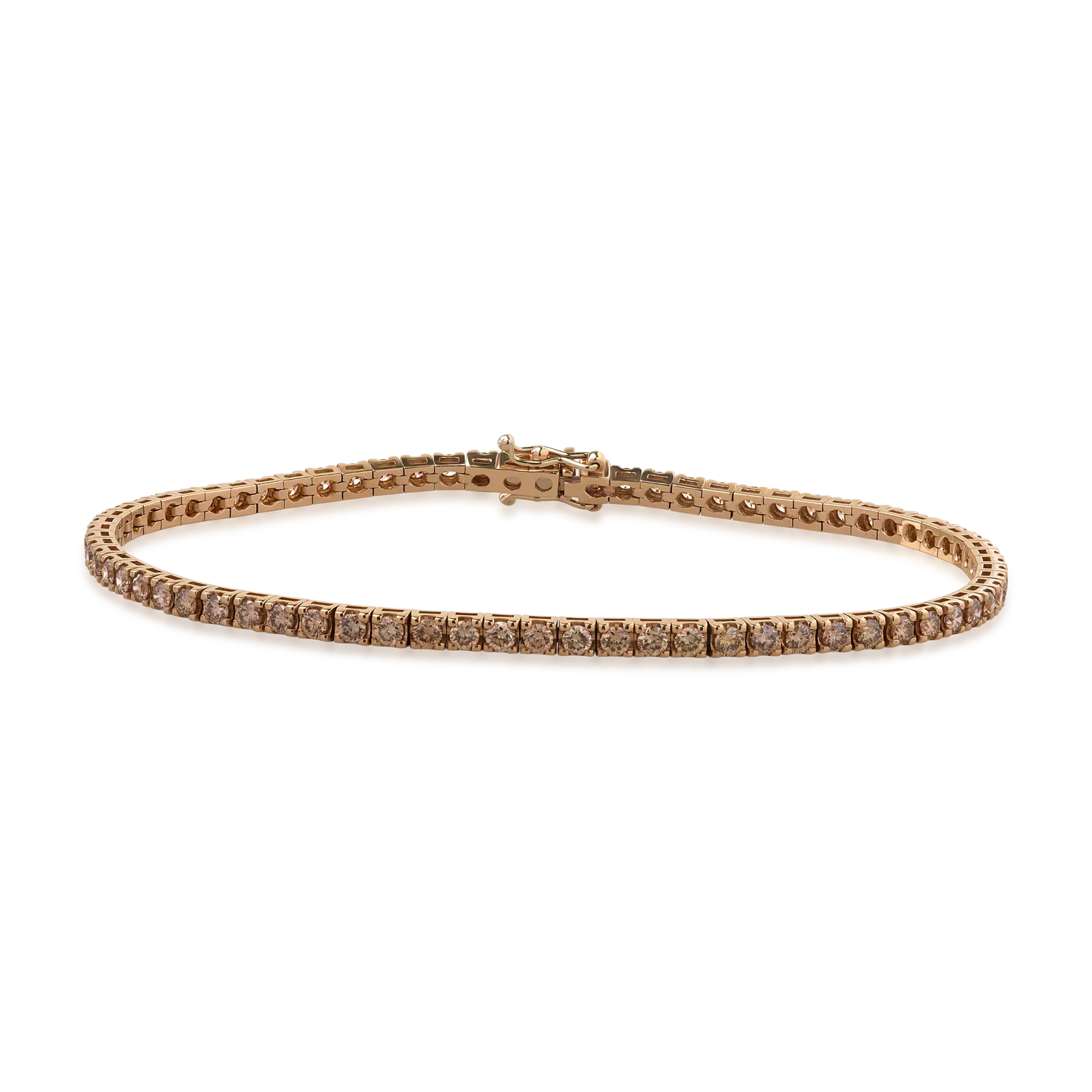 18K rose gold tennis bracelet with 3.8ct brown diamonds