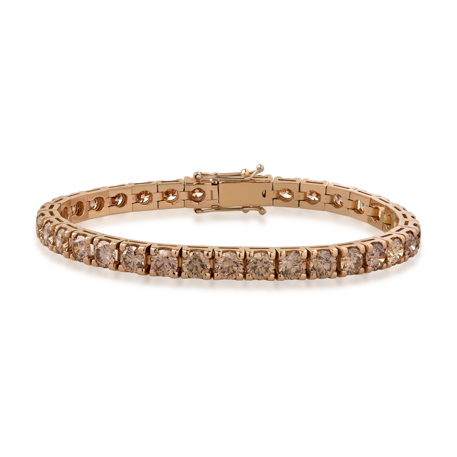 18K rose gold tennis bracelet with 10.65ct cognac diamonds