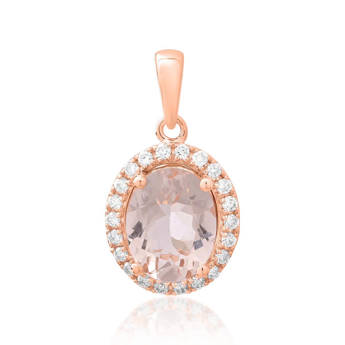 Medál 18K-os rózsaszín aranyból 1,95ct morganittal és 0,17ct gyémánttal