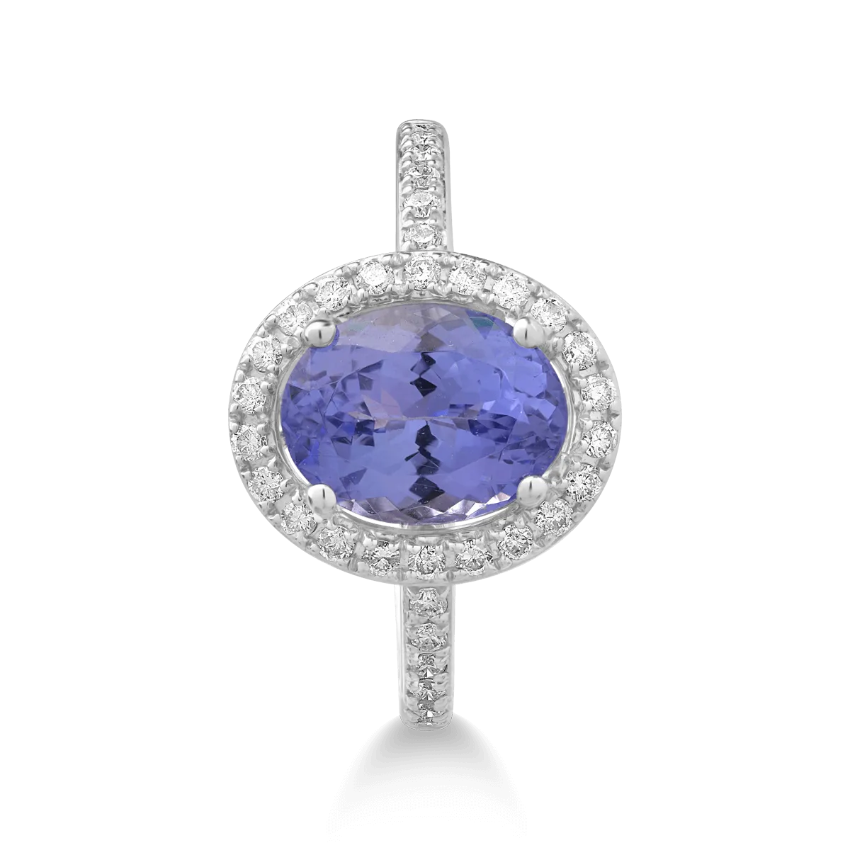 Inel din aur alb de 18K cu tanzanit de 2.1ct si diamante de 0.25ct