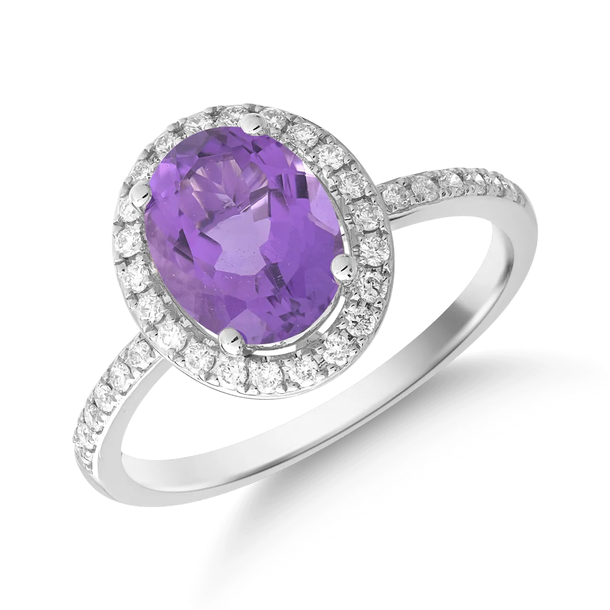 18K white gold ring with 2.13ct amethyst and 0.25ct diamonds