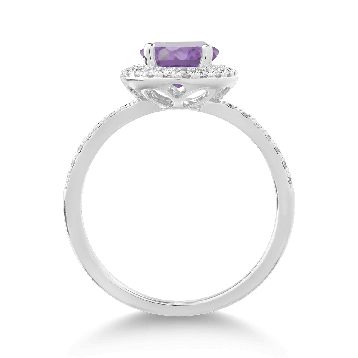 18K white gold ring with 1.98ct amethyst and 0.24ct diamonds