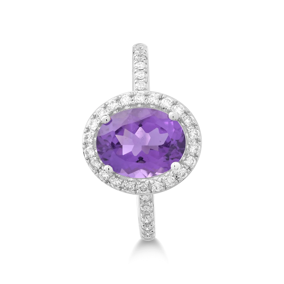 18K white gold ring with 1.98ct amethyst and 0.24ct diamonds