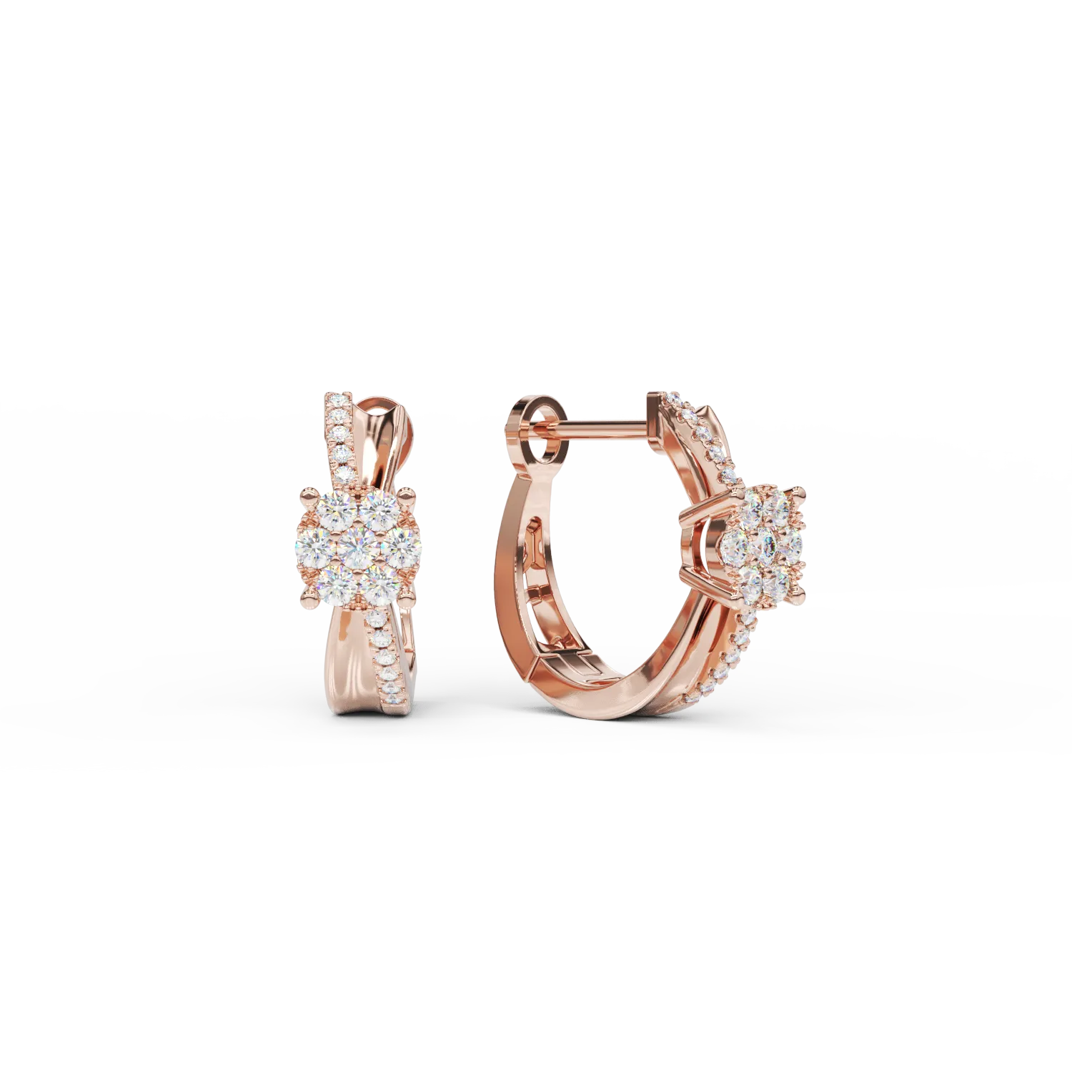 18K rose gold earrings with 0.31ct diamonds