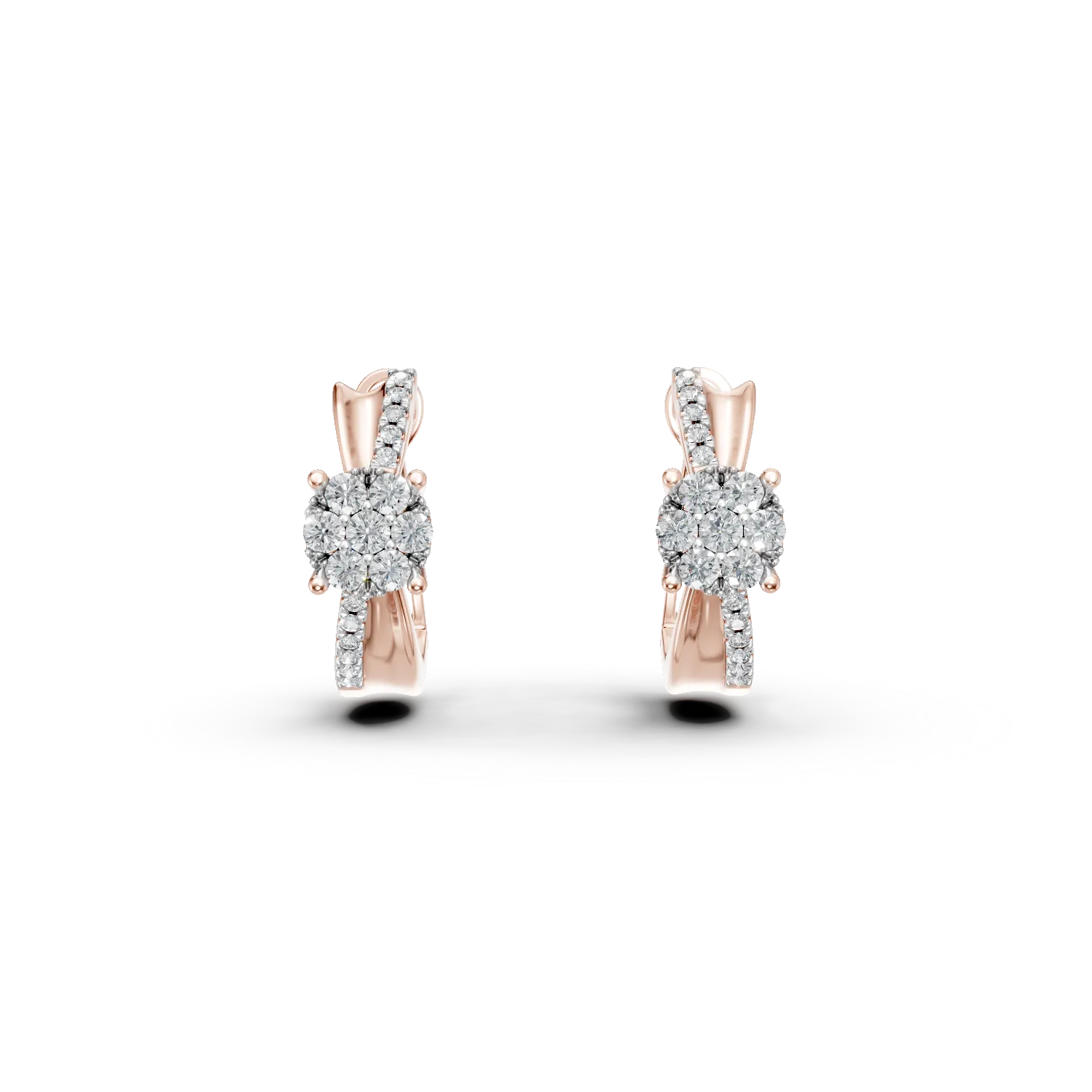 Cercei din aur roz cu diamante de 0.31ct