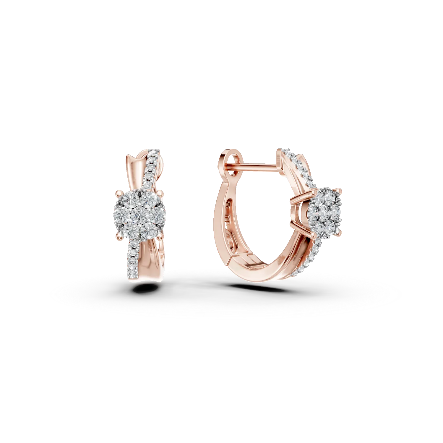 Cercei din aur roz cu diamante de 0.31ct