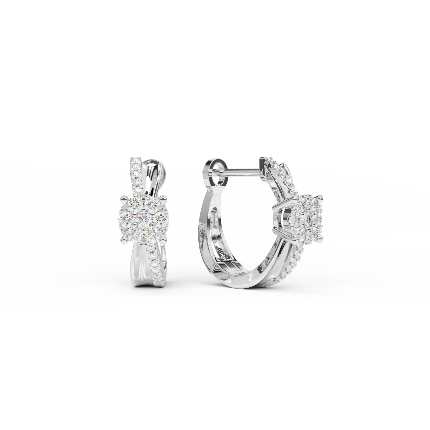 Cercei din aur alb cu diamante de 0.31ct