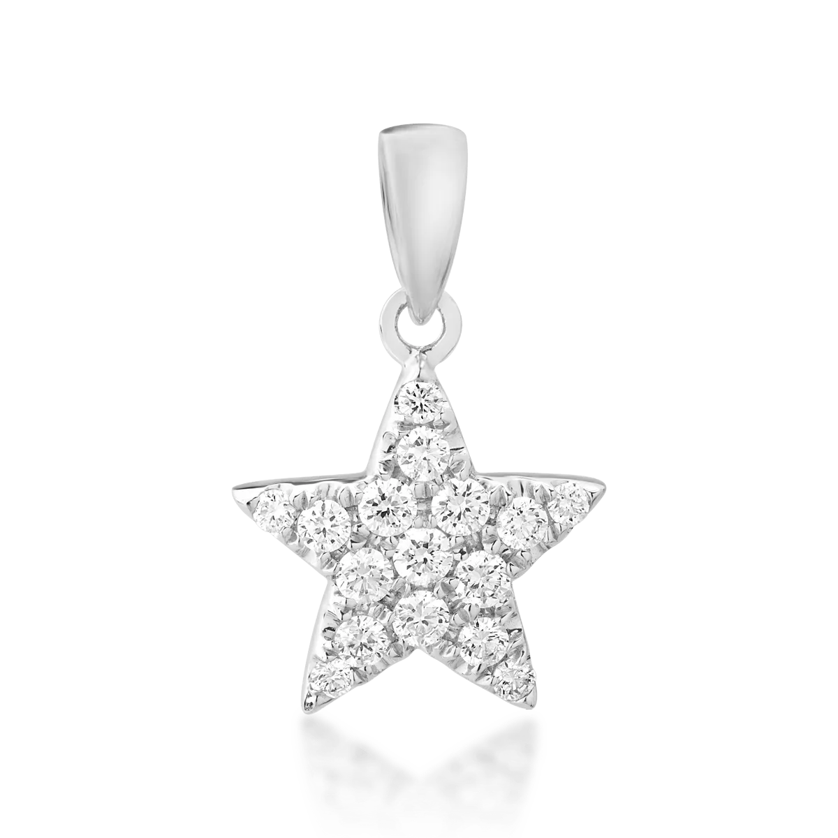 Висулка звезда от бяло злато 14К с диаманти 0.17гкт