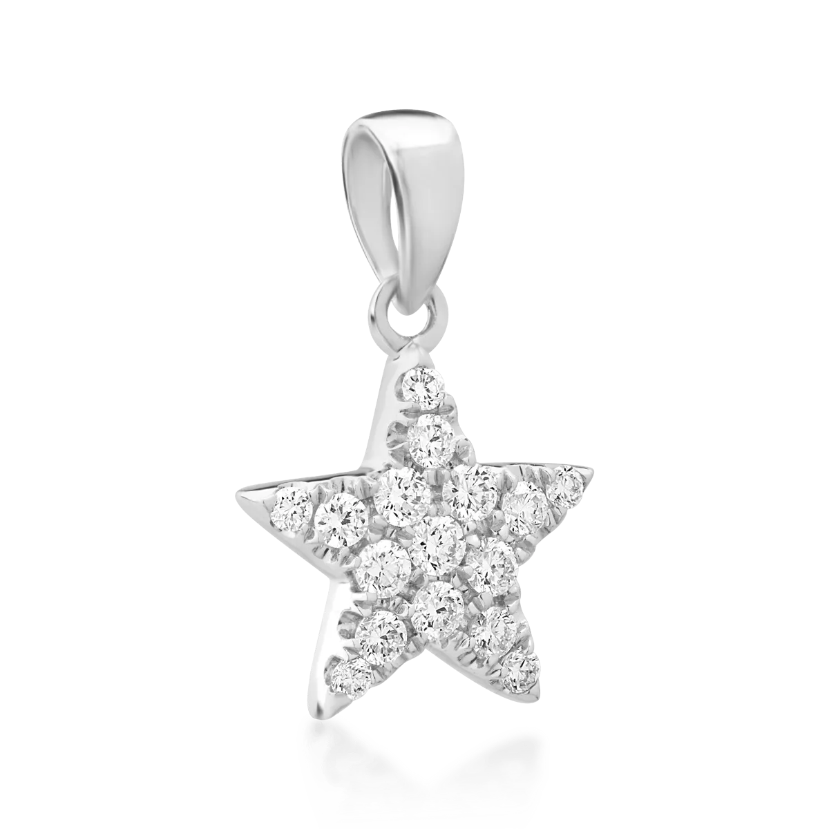 Висулка звезда от бяло злато 14К с диаманти 0.17гкт