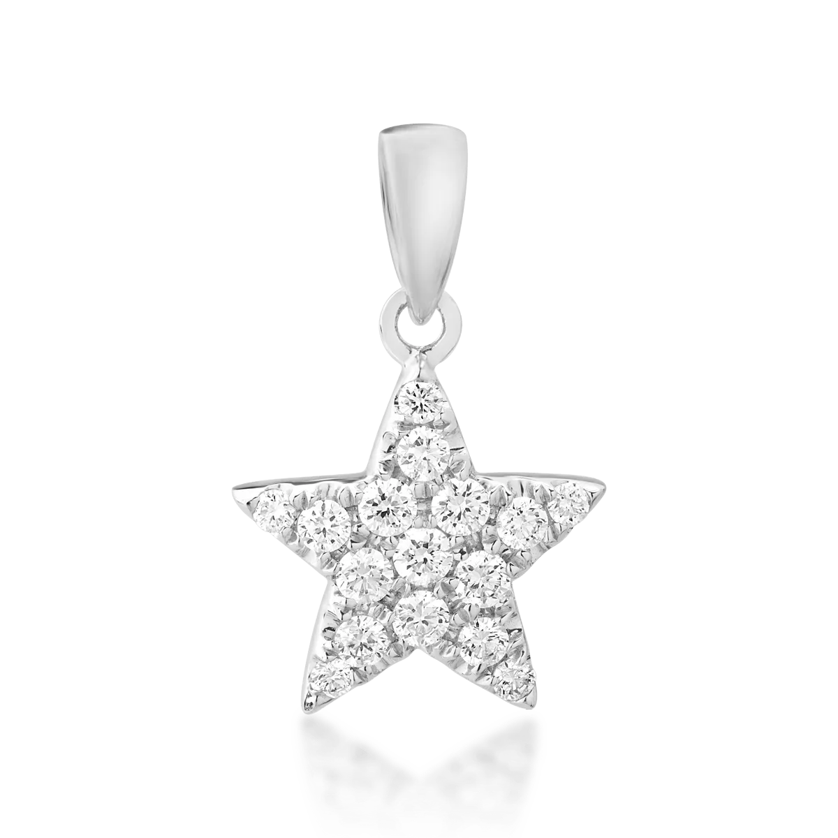Pandantiv stea din aur alb cu diamante de 0.17ct