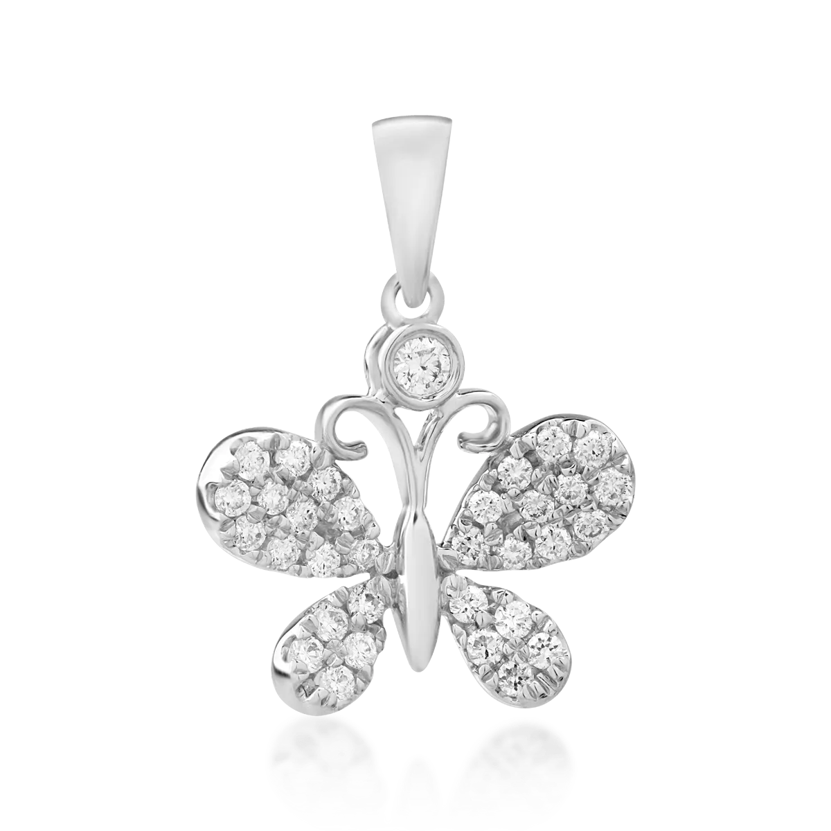 Nyaklánc pillangó alakú medállal 14K-os fehér aranyból 0.18ct gyémánttal