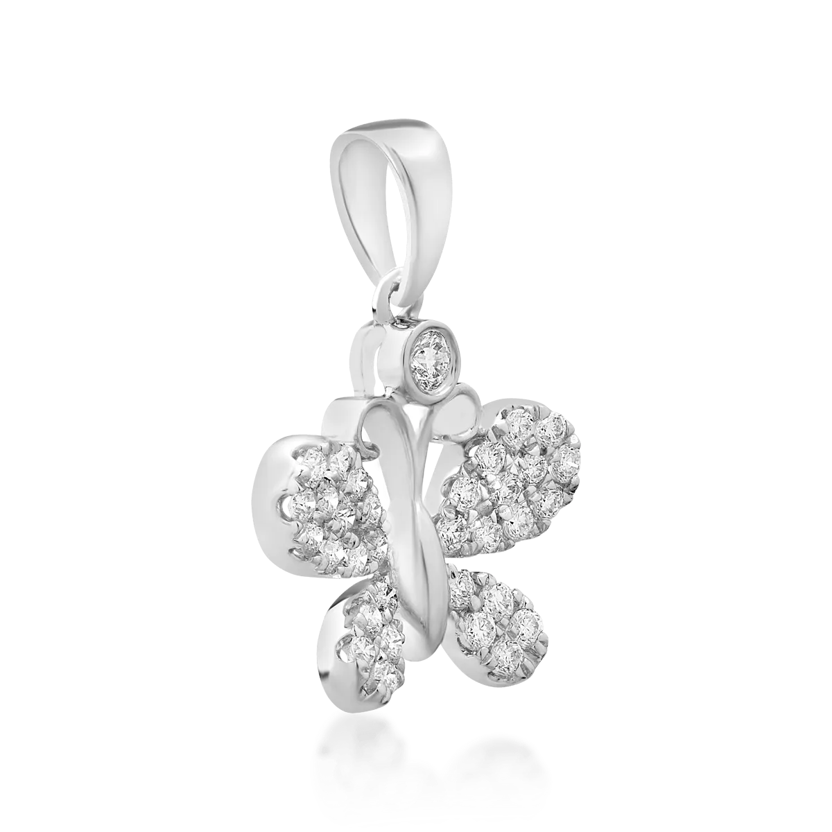 Pandantiv fluture din aur alb cu diamante de 0.18ct