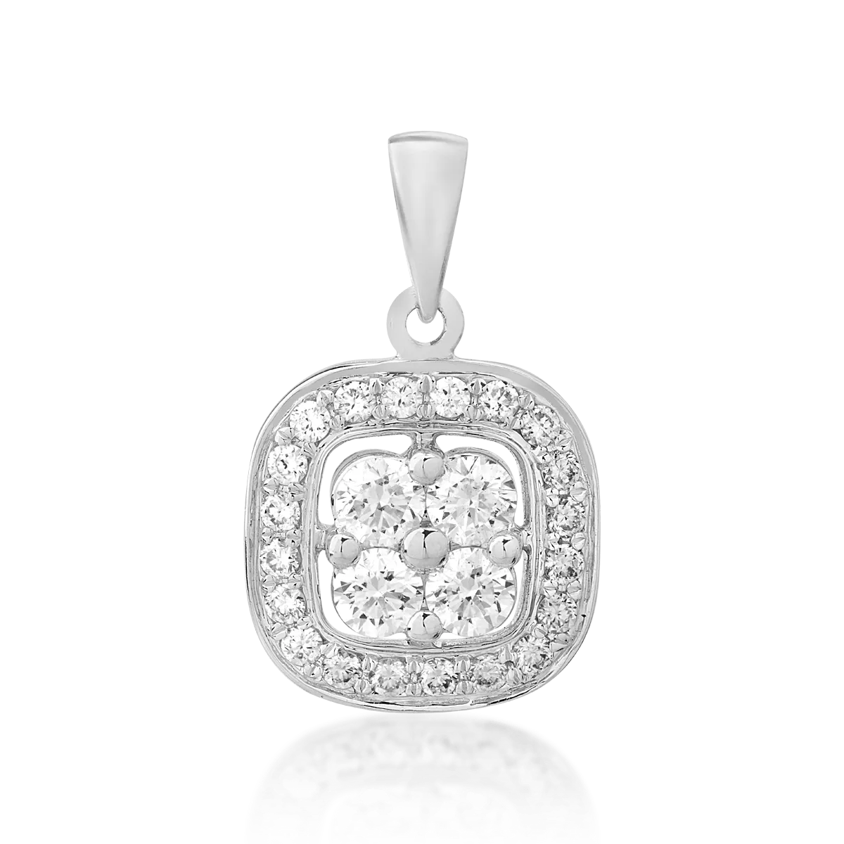 Pandantiv din aur alb de 14K cu diamante de 0.35ct