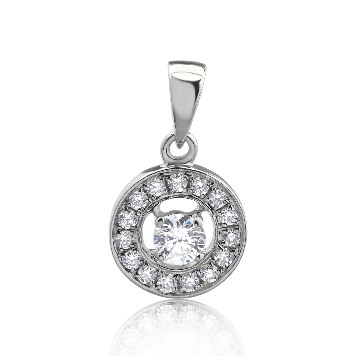 Pandantiv din aur alb cu diamant de 0.08ct si diamante de 0.07ct