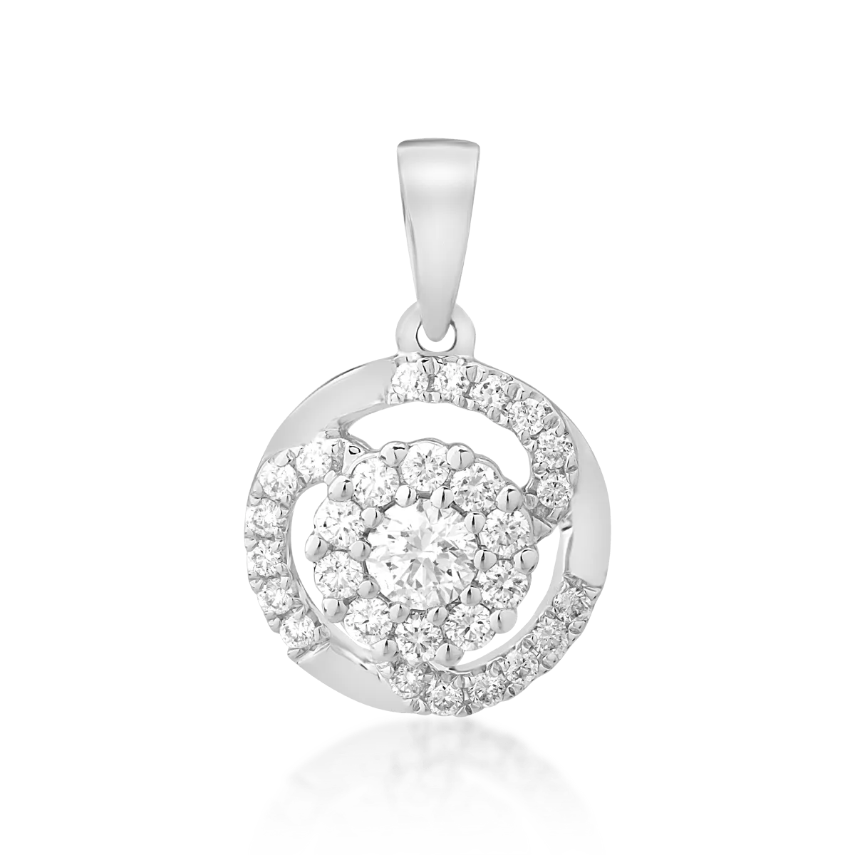 Pandantiv din aur alb cu diamant de 0.1ct si diamante de 0.15ct