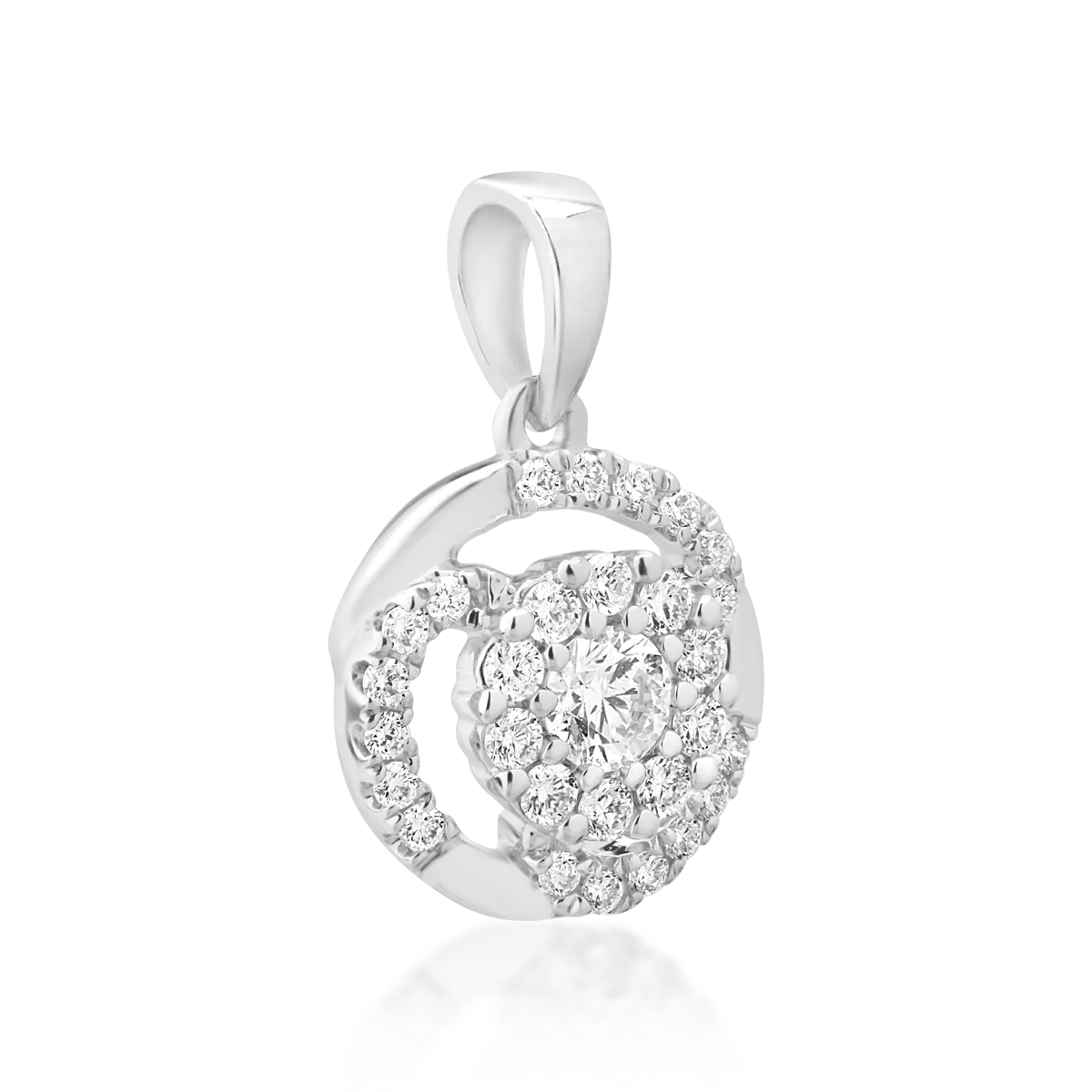 Pandantiv din aur alb cu diamant de 0.1ct si diamante de 0.15ct