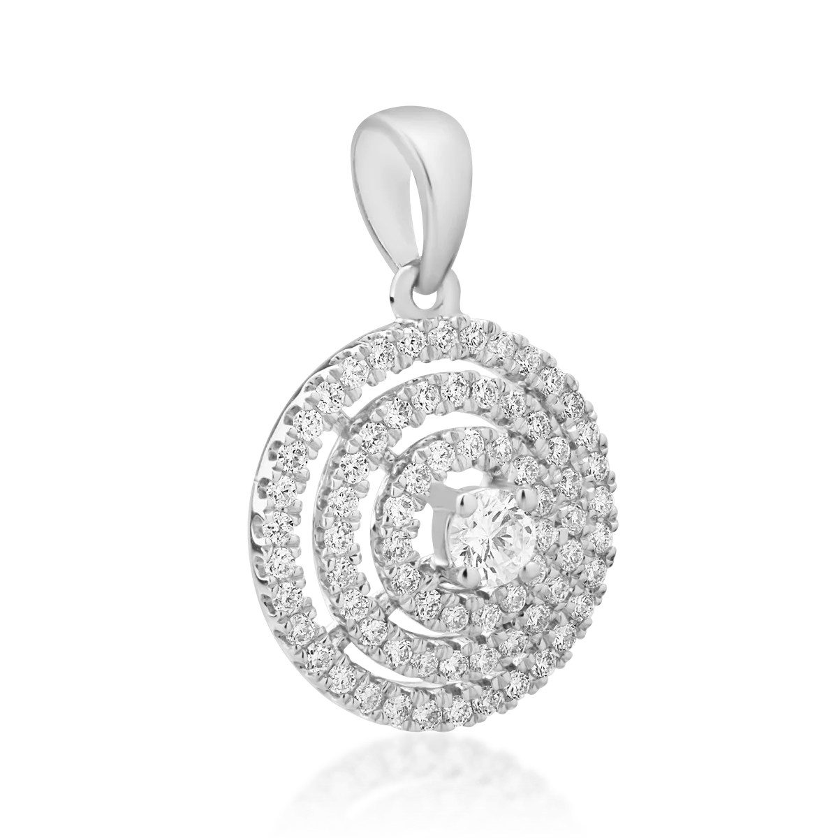 Pandantiv din aur alb de 14K cu diamant de 0.07ct si diamante de 0.2ct