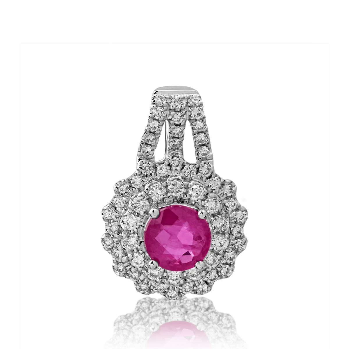 Pandantiv din aur alb cu rubin de 0.63ct si diamante de 0.25ct