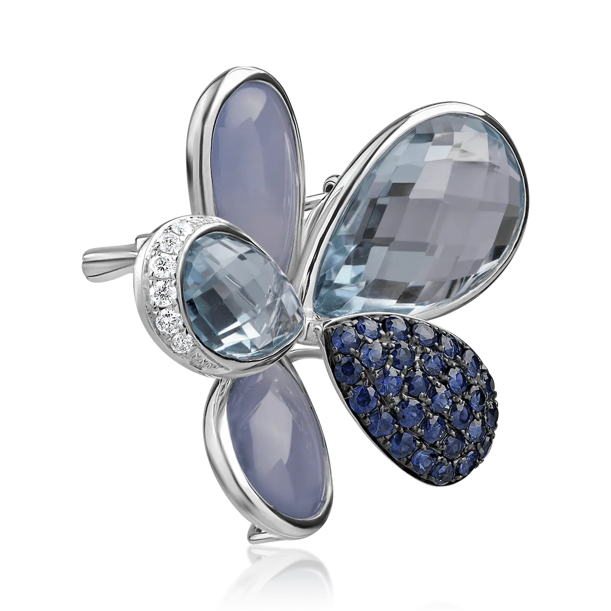 Pandantiv din aur alb de 18K cu pietre pretioase si semipretioase de 25.27ct