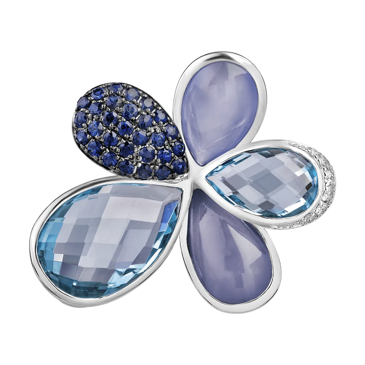 Pandantiv din aur alb cu pietre pretioase si semipretioase de 25.27ct