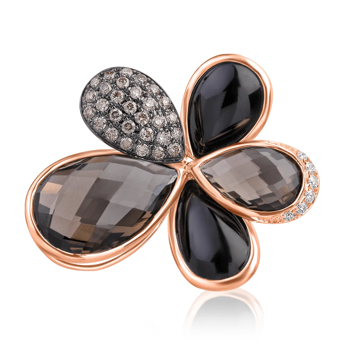 Пръстен от розово злато 18К със скъпоценни и полускъпоценни камъни 21.31гкт.-104601