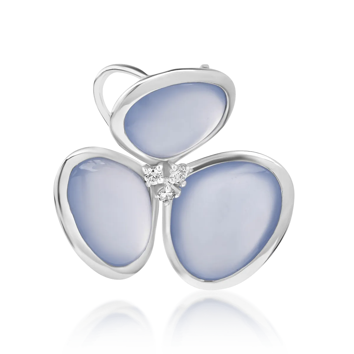 18K white gold pendant with 7.3ct blue chalcedony and 0.04ct diamonds