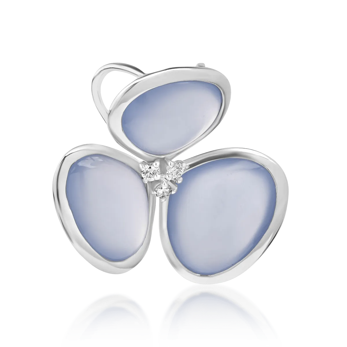 Wisiorek z 18K białego złota, niebieskie chalcedony 7.3kr i diamenty 0.04kr