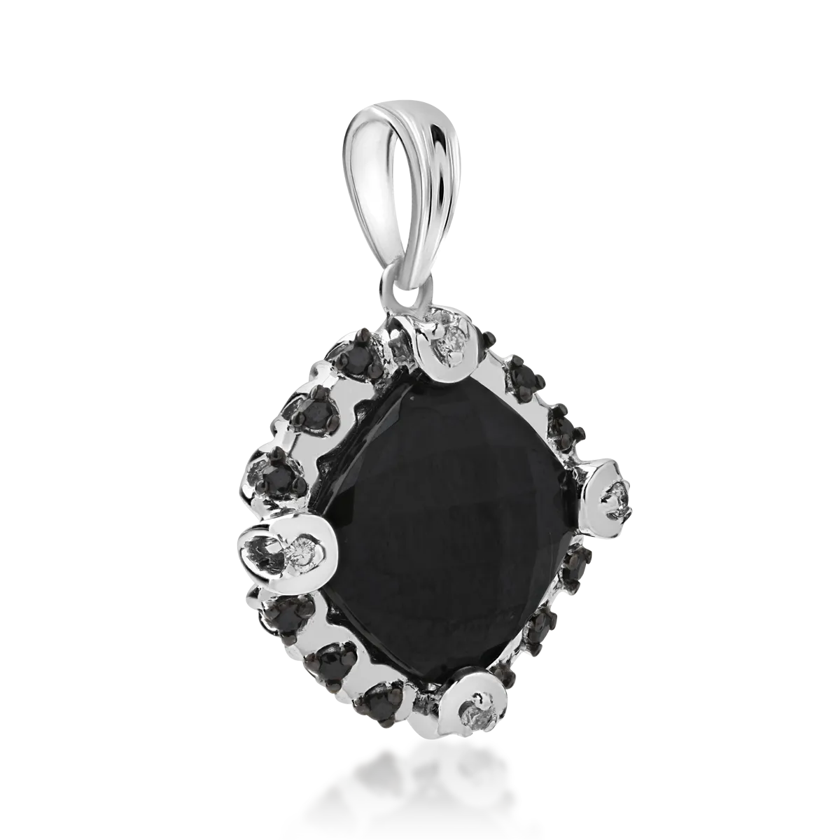 Pandantiv din aur alb de 14K cu pietre pretioase si semipretioase de 5.4ct