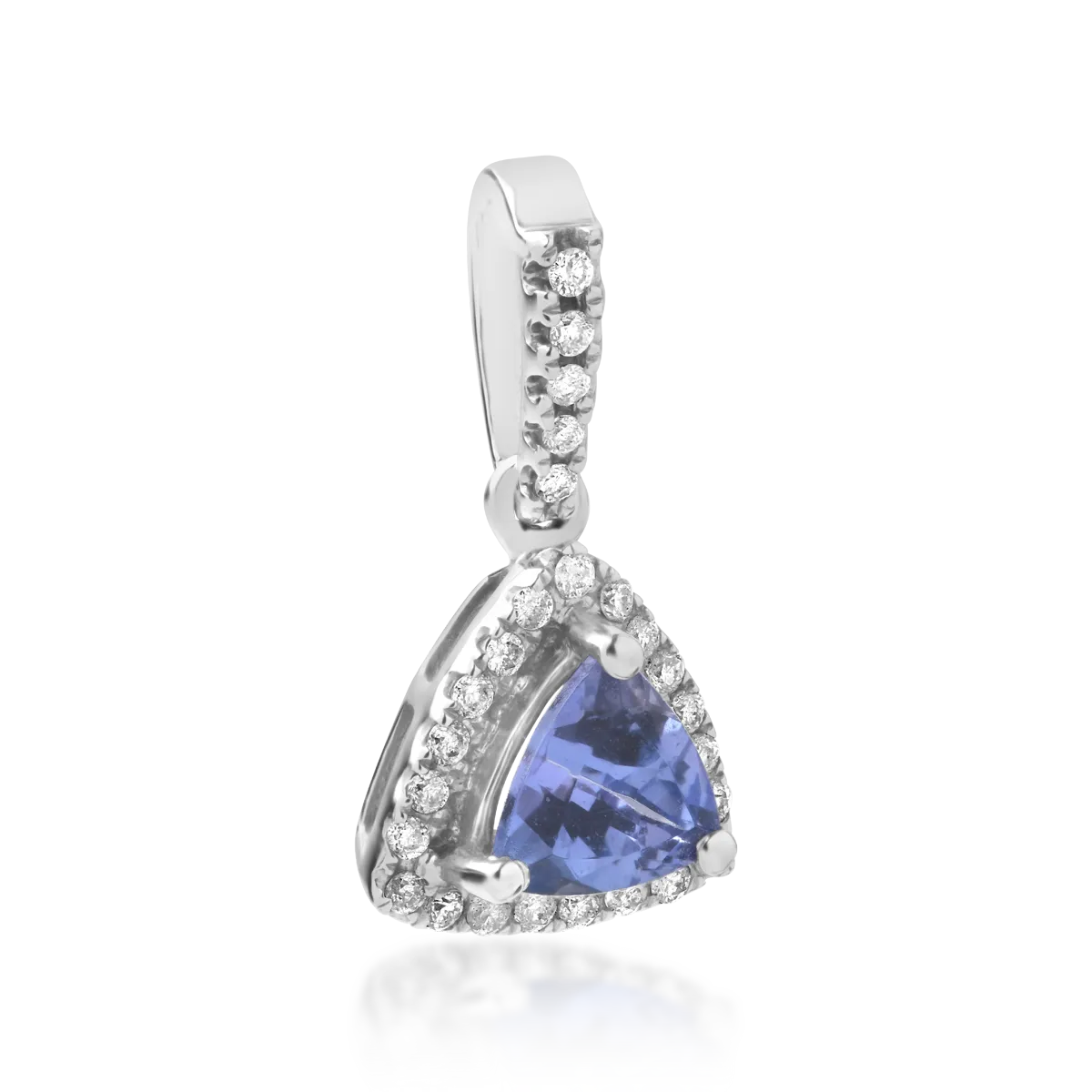 Pandantiv din aur alb de 14K cu tanzanit de 0.67ct si diamante de 0.13ct