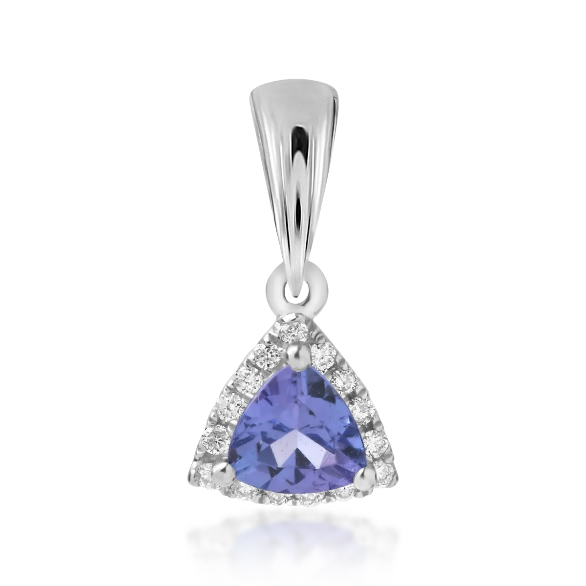 Pandantiv din aur alb cu tanzanit triangle de 0.44ct si diamante de 0.08ct