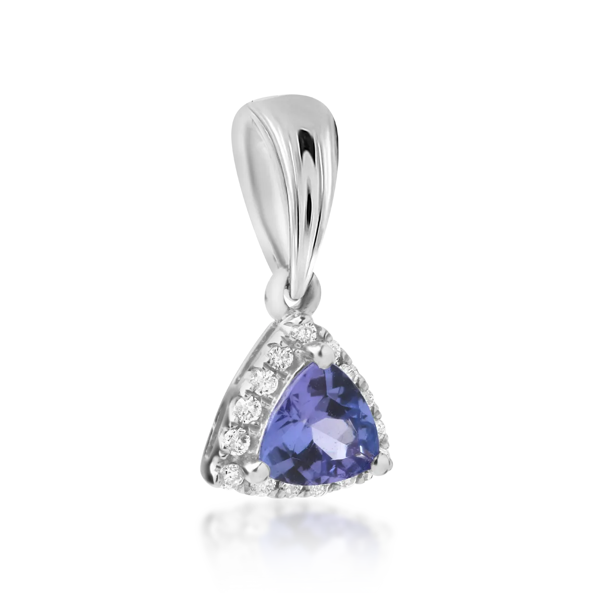 Pandantiv din aur alb de 14K cu tanzanit de 0.44ct si diamante de 0.08ct