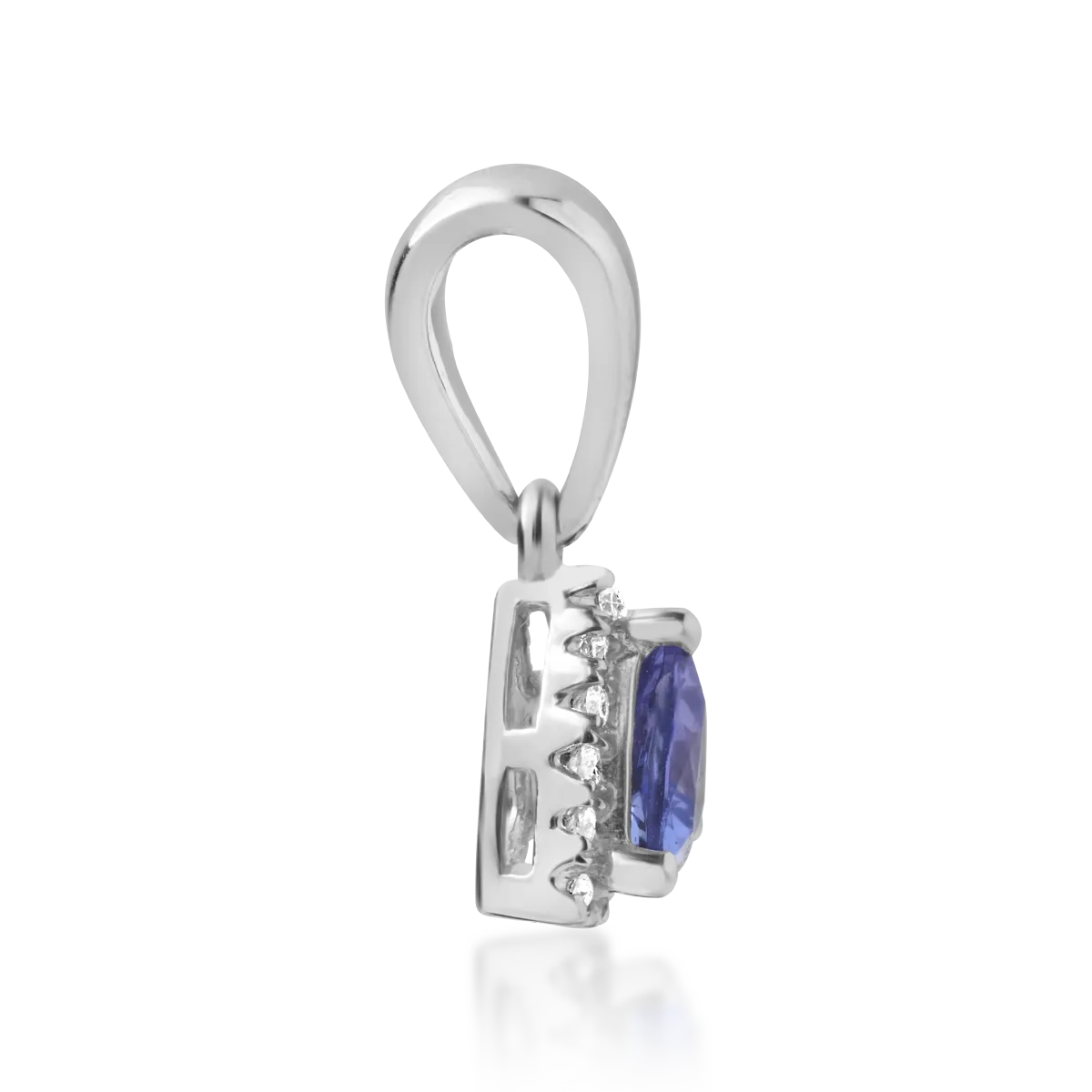 Pandantiv din aur alb de 14K cu tanzanit de 0.44ct si diamante de 0.08ct