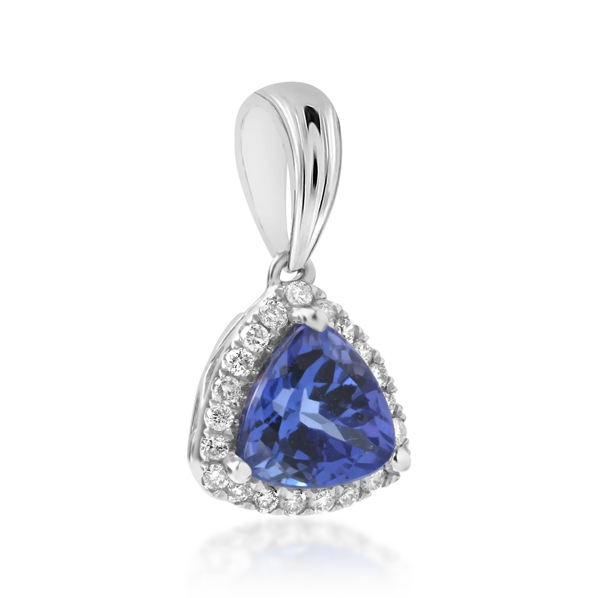 14K white gold pendant with tanzanite of 1.05ct and diamonds of 0.11ct